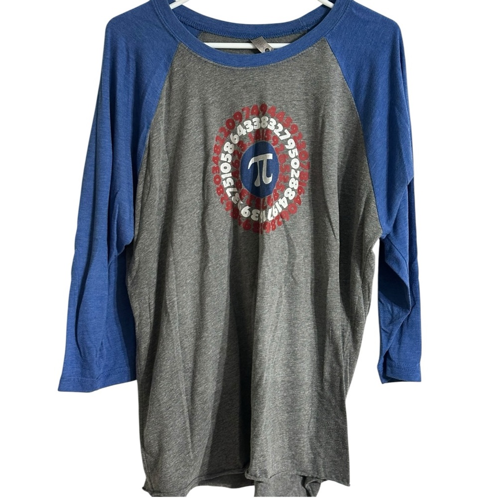 Next Level Apparel Blue and Gray Pi Long Sleeve Tee